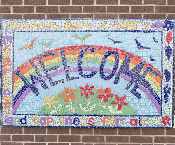 Welcome sign in mosaic